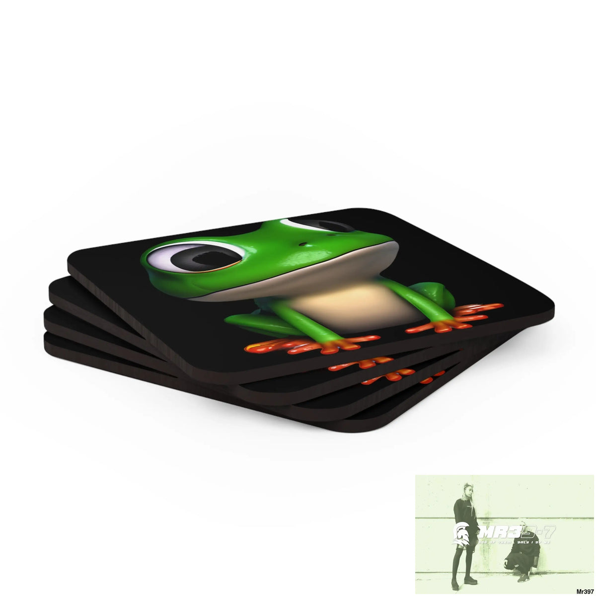 Happy Frog Corkwood Coaster Set Cork / 3.75’’ × 3.75’’ / Square Home Decor