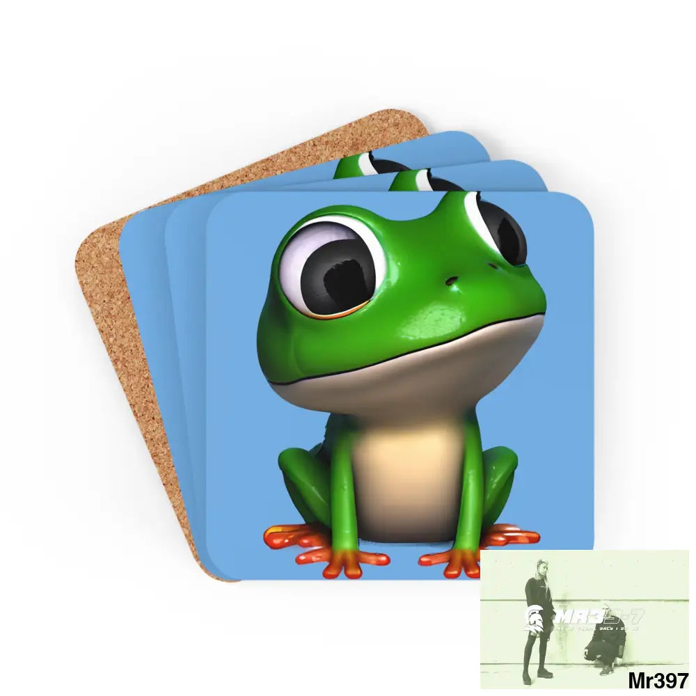 Happy Frog Corkwood Coaster Set Cork / 3.75’’ × 3.75’’ / Square Home Decor