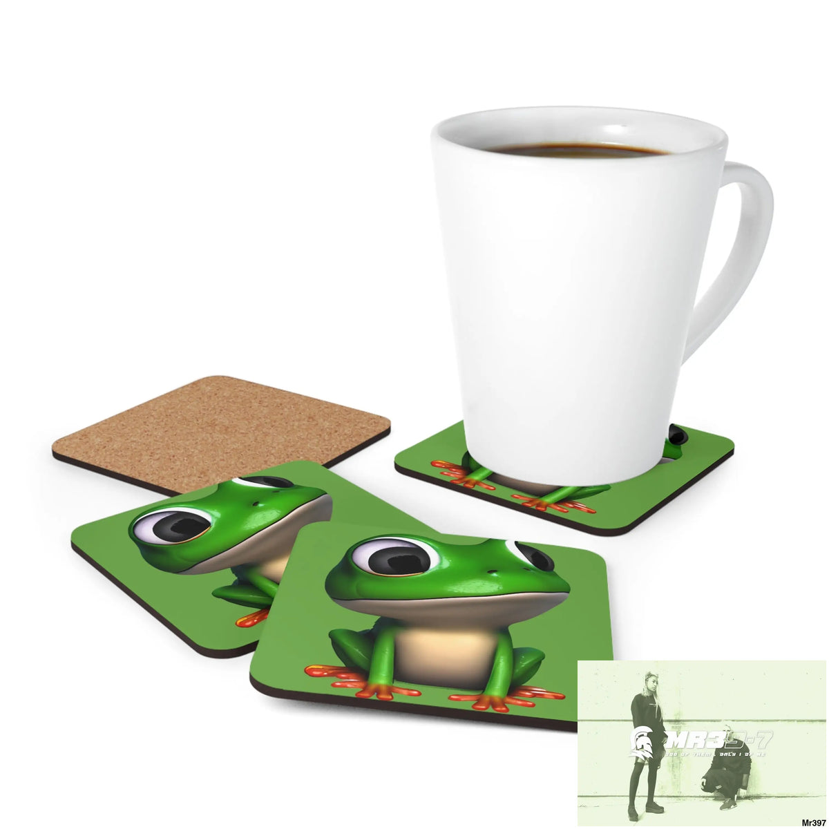 Happy Frog Corkwood Coaster Set Cork / 3.75’’ × 3.75’’ / Square Home Decor