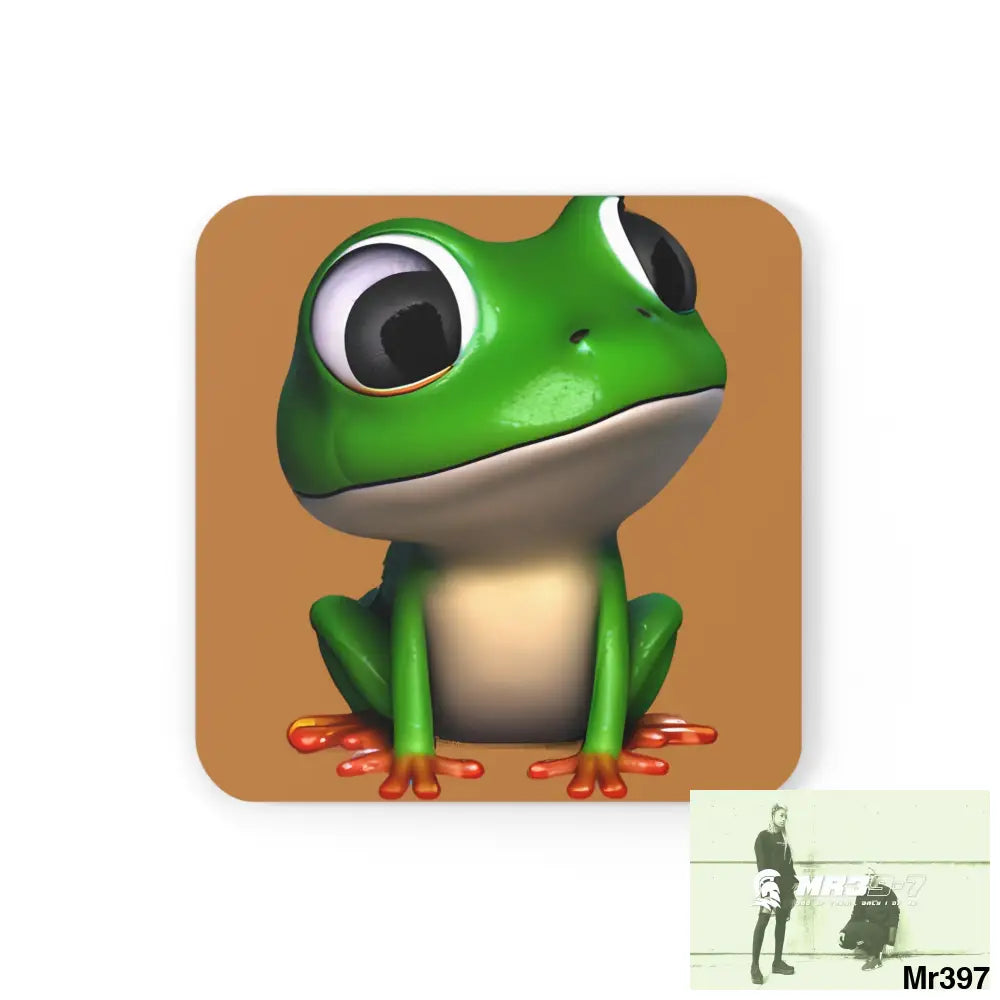 Happy Frog Corkwood Coaster Set Cork / 3.75’’ × 3.75’’ / Square Home Decor