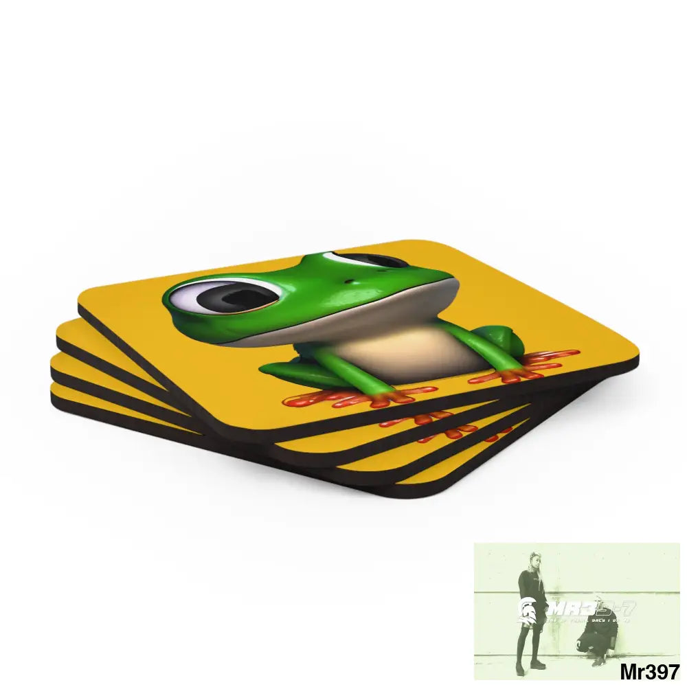 Happy Frog Corkwood Coaster Set Cork / 3.75’’ × 3.75’’ / Square Home Decor