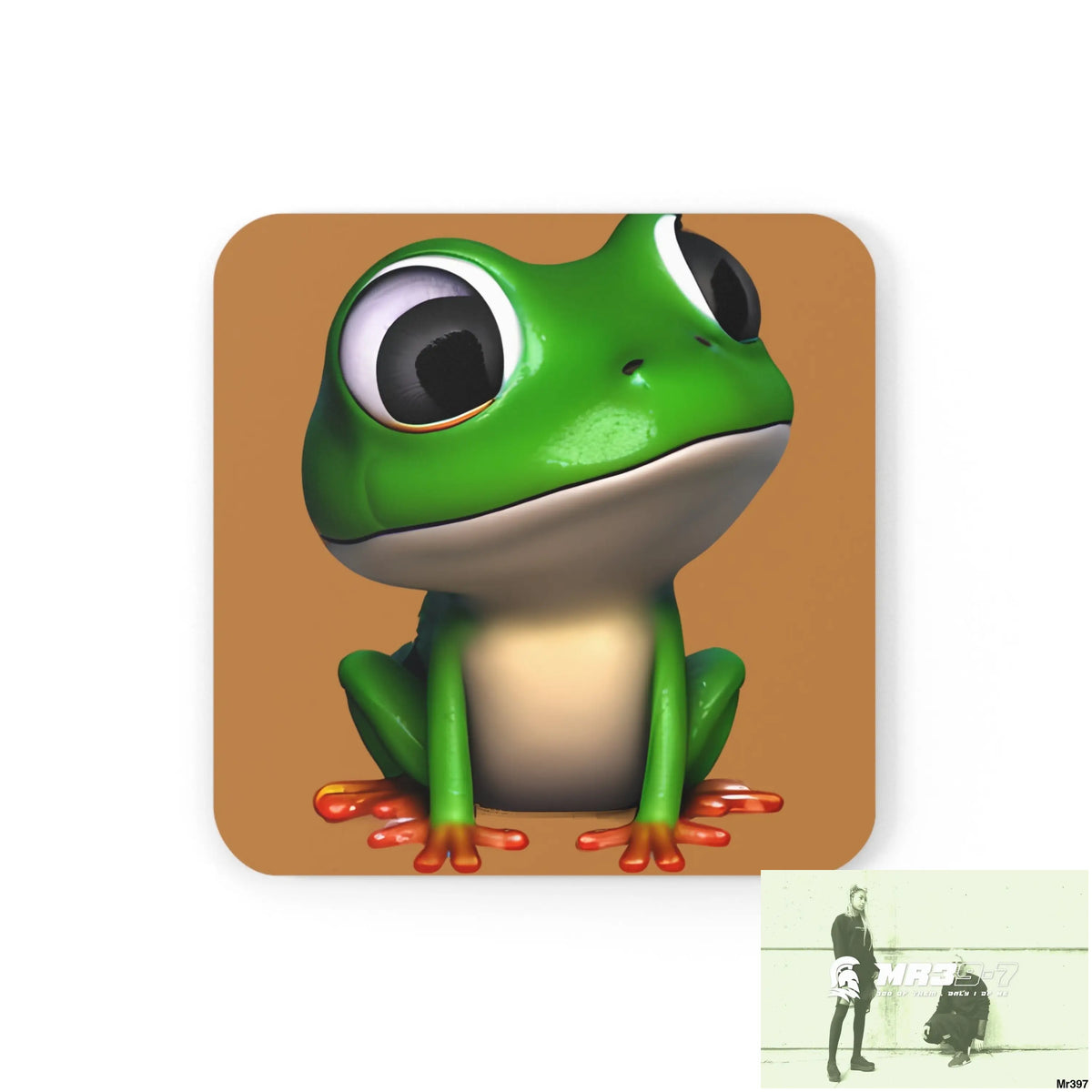 Happy Frog Corkwood Coaster Set Cork / 3.75’’ × 3.75’’ / Square Home Decor