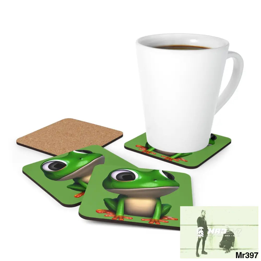 Happy Frog Corkwood Coaster Set Cork / 3.75’’ × 3.75’’ / Square Home Decor