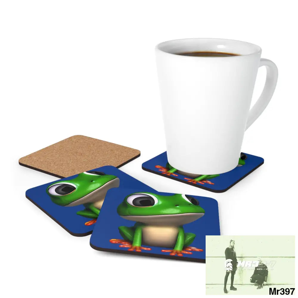 Happy Frog Corkwood Coaster Set Cork / 3.75’’ × 3.75’’ / Square Home Decor