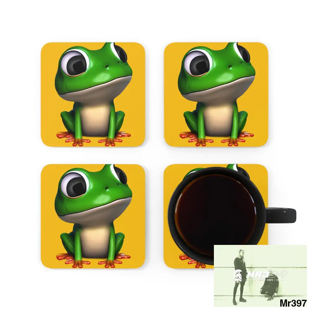 Happy Frog Corkwood Coaster Set Cork / 3.75’’ × 3.75’’ / Square Home Decor