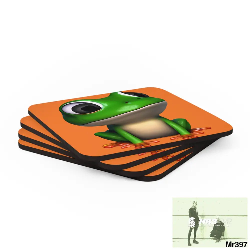 Happy Frog Corkwood Coaster Set Cork / 3.75’’ × 3.75’’ / Square Home Decor