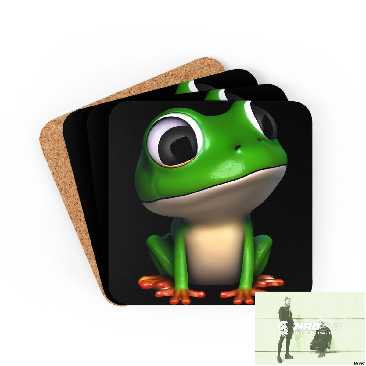 Happy Frog Corkwood Coaster Set Cork / 3.75’’ × 3.75’’ / Square Home Decor