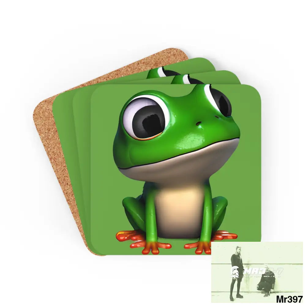 Happy Frog Corkwood Coaster Set Cork / 3.75’’ × 3.75’’ / Square Home Decor