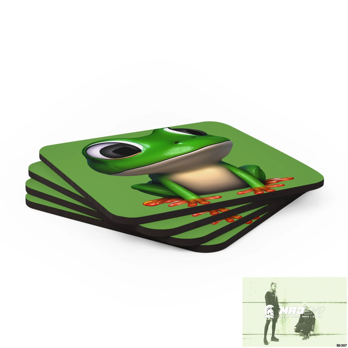 Happy Frog Corkwood Coaster Set Cork / 3.75’’ × 3.75’’ / Square Home Decor