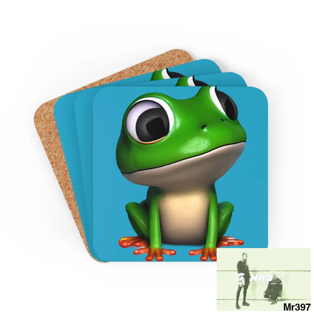 Happy Frog Corkwood Coaster Set Cork / 3.75’’ × 3.75’’ / Square Home Decor