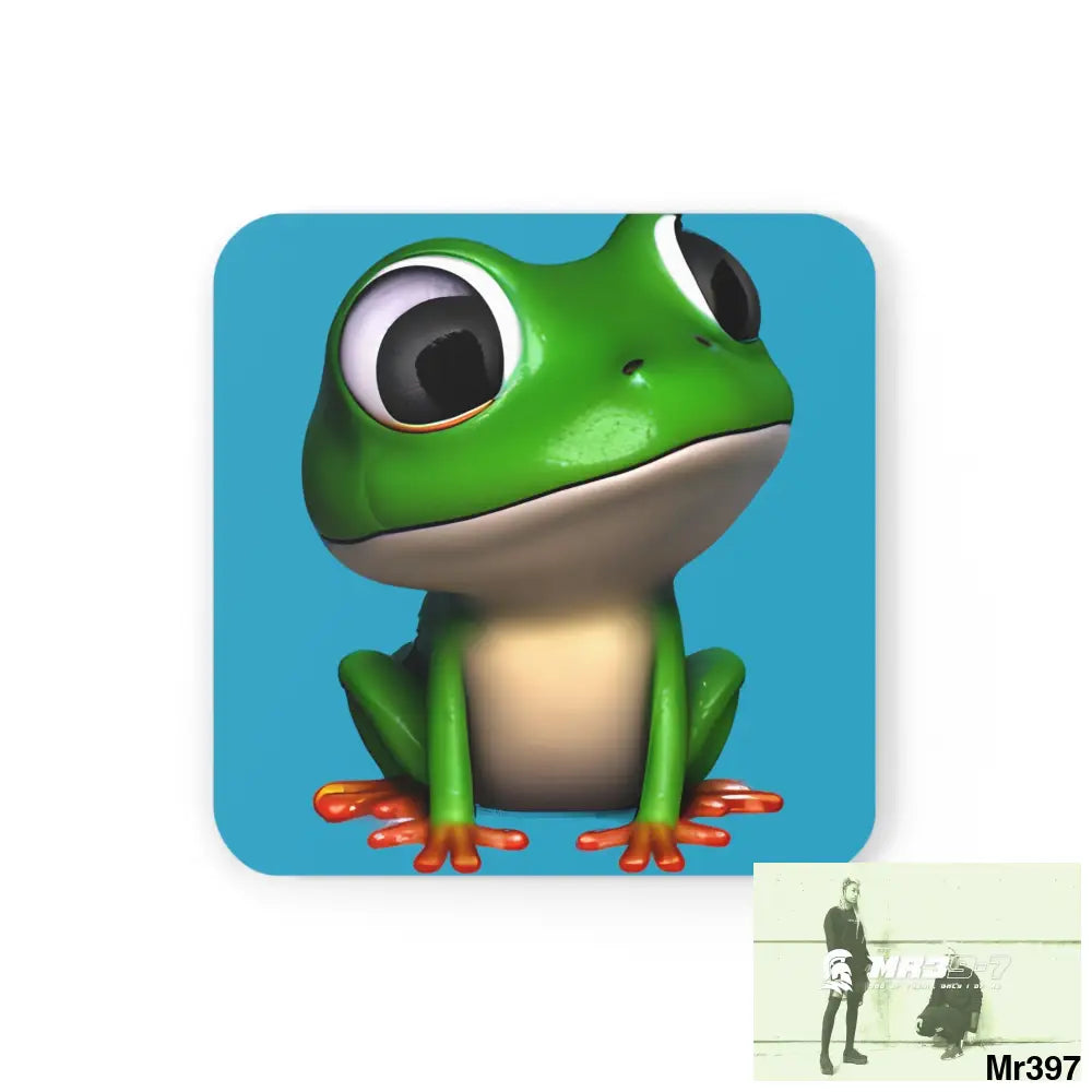 Happy Frog Corkwood Coaster Set Cork / 3.75’’ × 3.75’’ / Square Home Decor