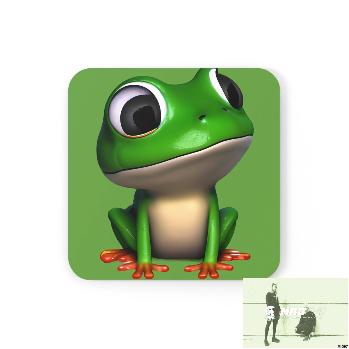 Happy Frog Corkwood Coaster Set Cork / 3.75’’ × 3.75’’ / Square Home Decor