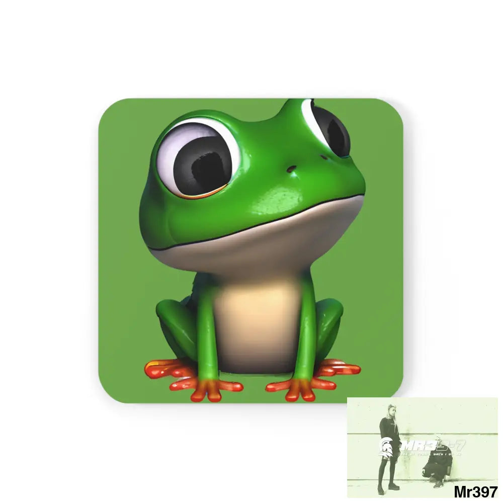Happy Frog Corkwood Coaster Set Cork / 3.75’’ × 3.75’’ / Square Home Decor