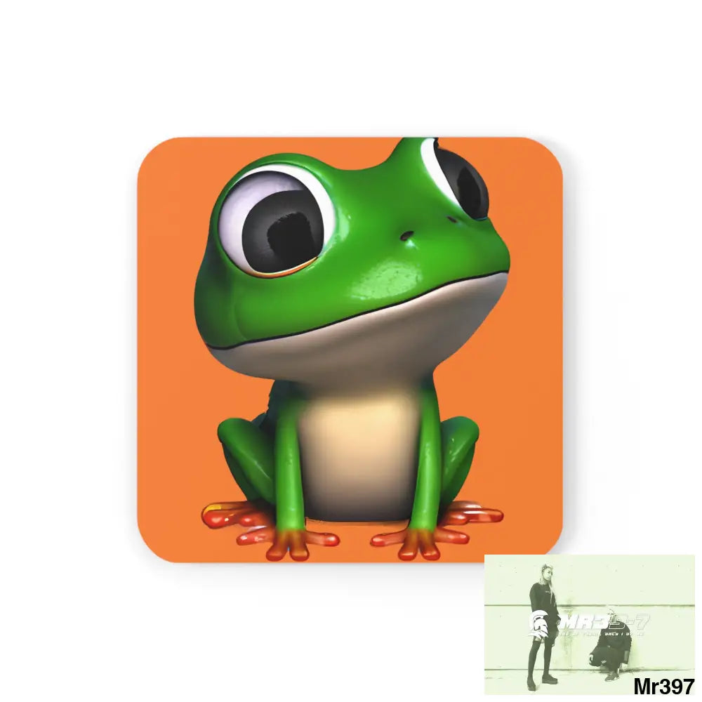 Happy Frog Corkwood Coaster Set Cork / 3.75’’ × 3.75’’ / Square Home Decor