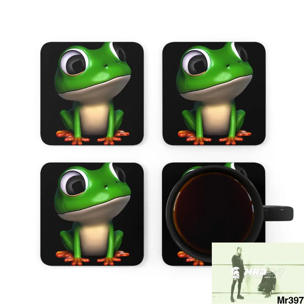 Happy Frog Corkwood Coaster Set Cork / 3.75’’ × 3.75’’ / Square Home Decor