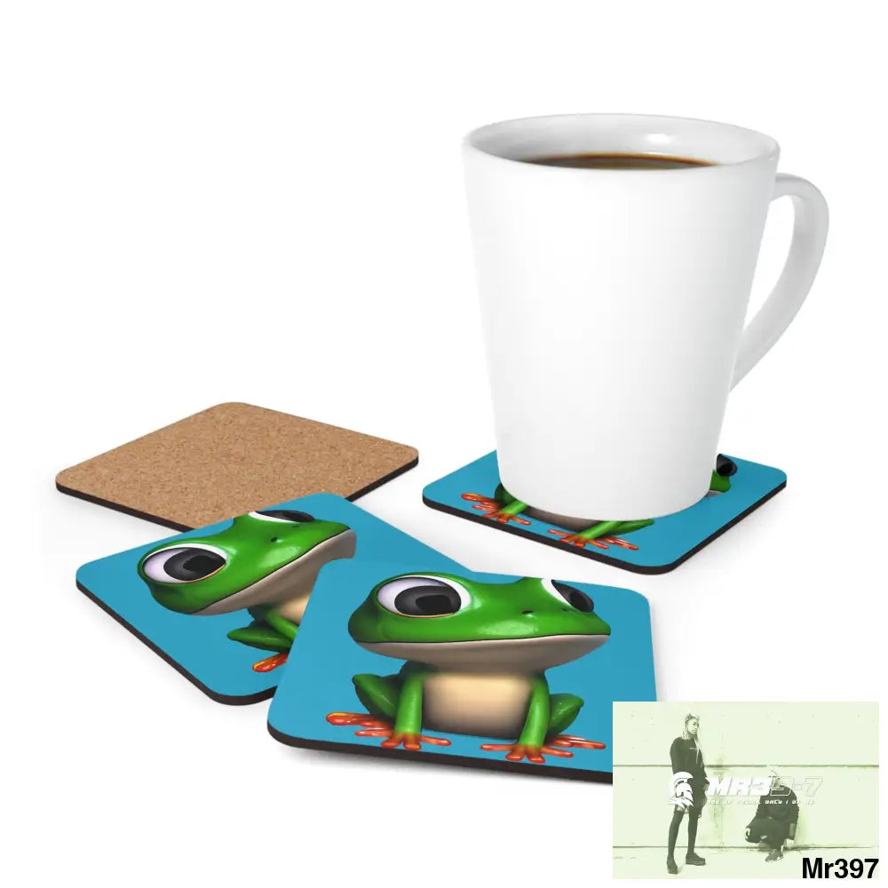 Happy Frog Corkwood Coaster Set Cork / 3.75’’ × 3.75’’ / Square Home Decor