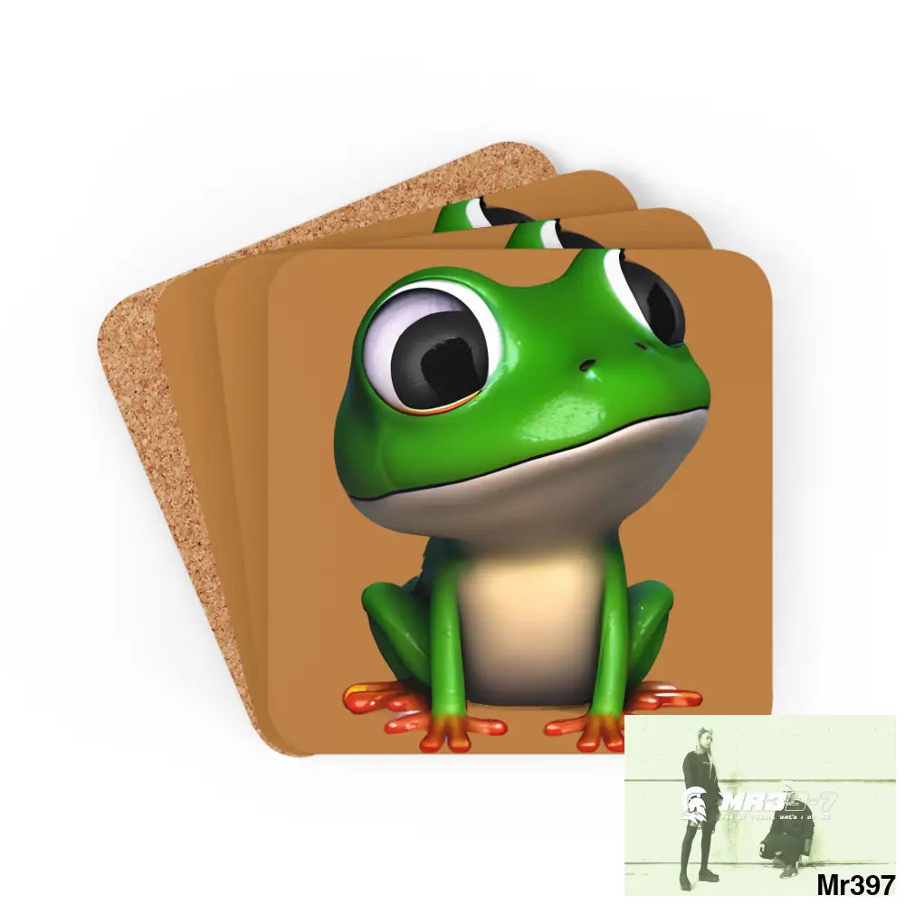 Happy Frog Corkwood Coaster Set Cork / 3.75’’ × 3.75’’ / Square Home Decor