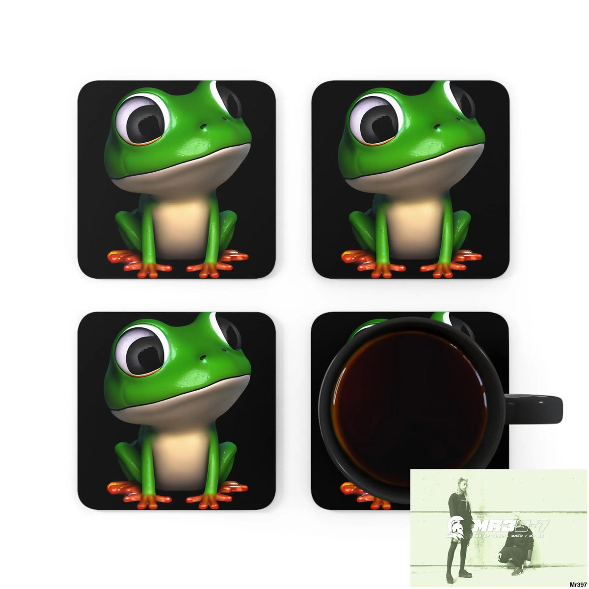 Happy Frog Corkwood Coaster Set Cork / 3.75’’ × 3.75’’ / Square Home Decor