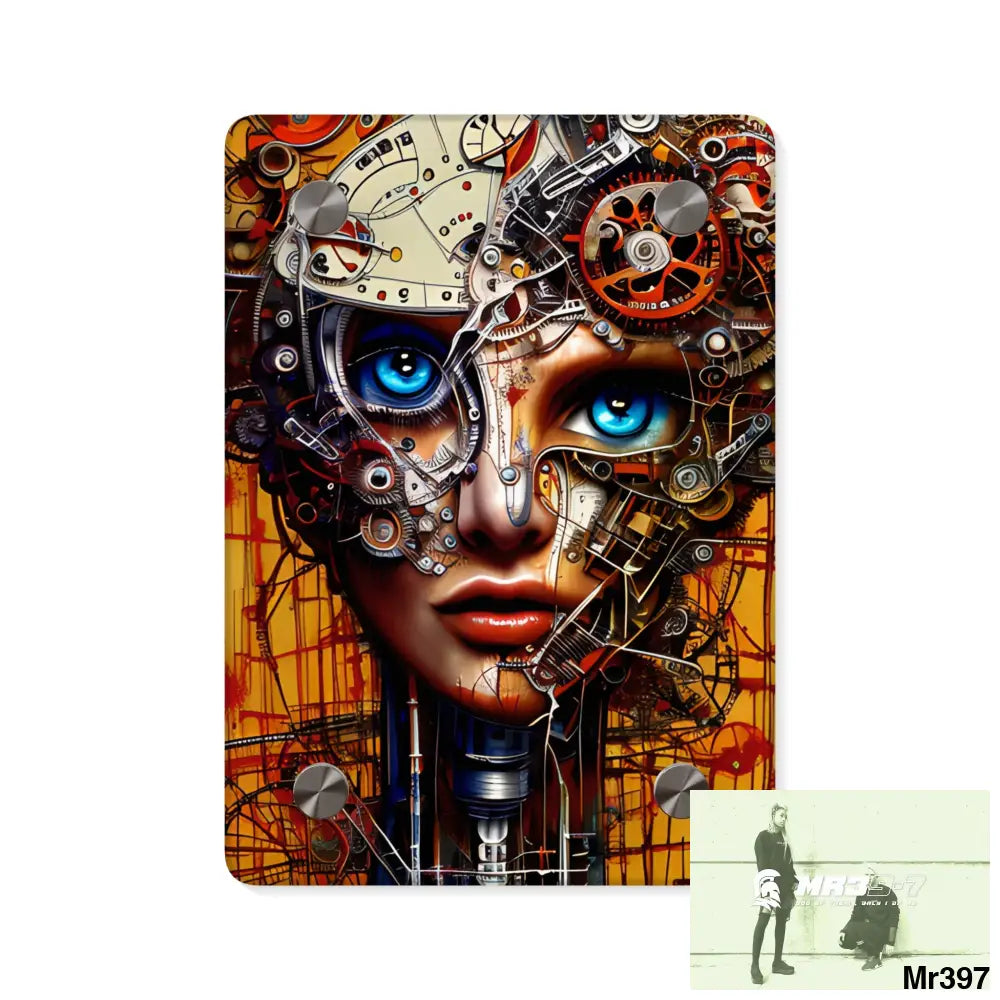 HD Animated Clockwork Robot Acrylic Wall Art Panels 5’’ x 7’’ (Vertical) / 0.25’’ Home Decor