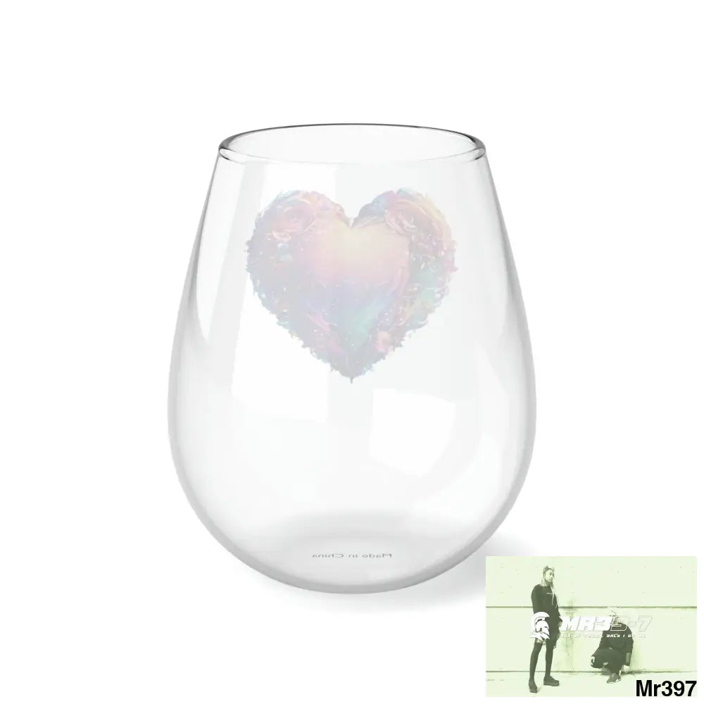 Heart Colorful Detailed Hyper Realistic Stemless Wine Glass 11.75oz 11.75oz Mug