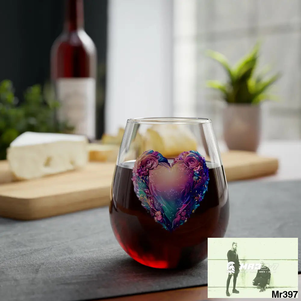 Heart Colorful Detailed Hyper Realistic Stemless Wine Glass 11.75oz 11.75oz Mug