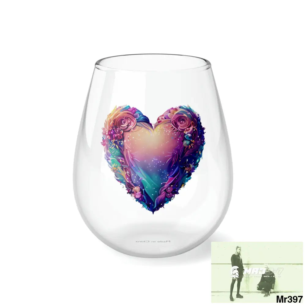Heart Colorful Detailed Hyper Realistic Stemless Wine Glass 11.75oz 11.75oz Mug