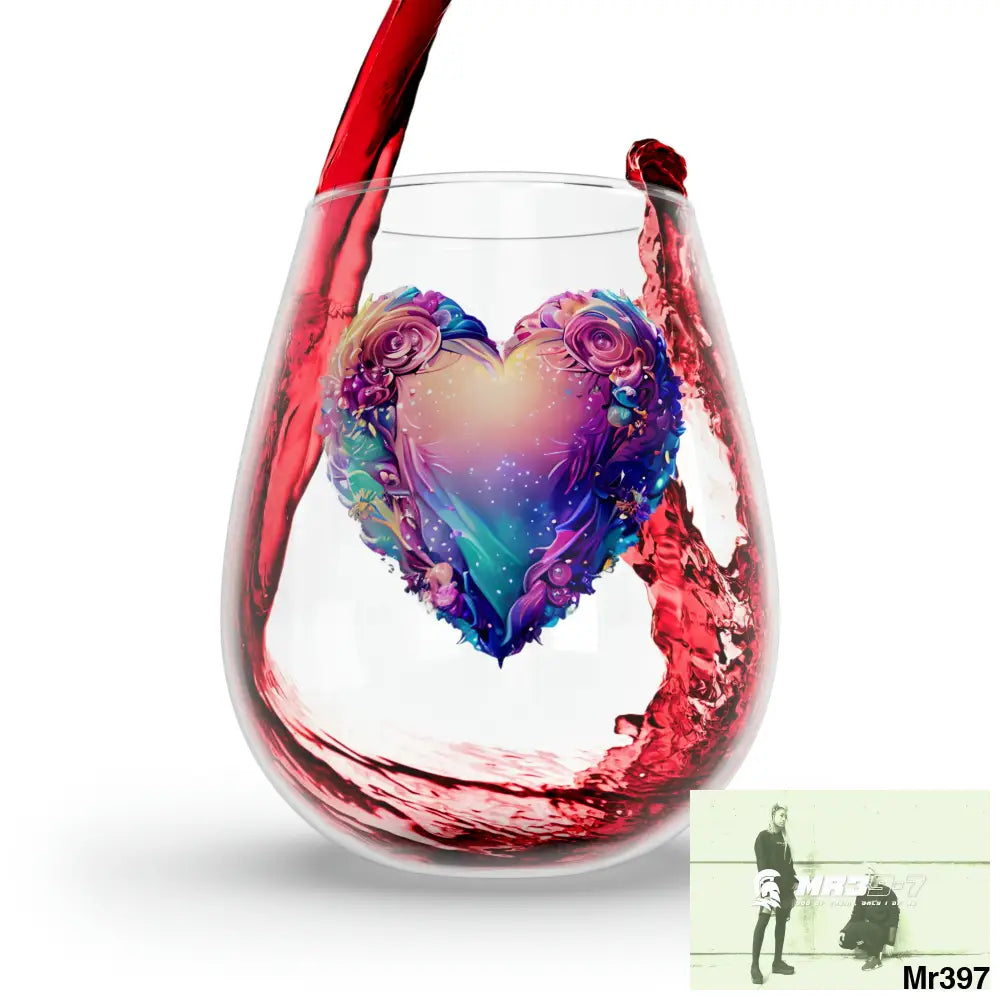 Heart Colorful Detailed Hyper Realistic Stemless Wine Glass 11.75oz 11.75oz Mug