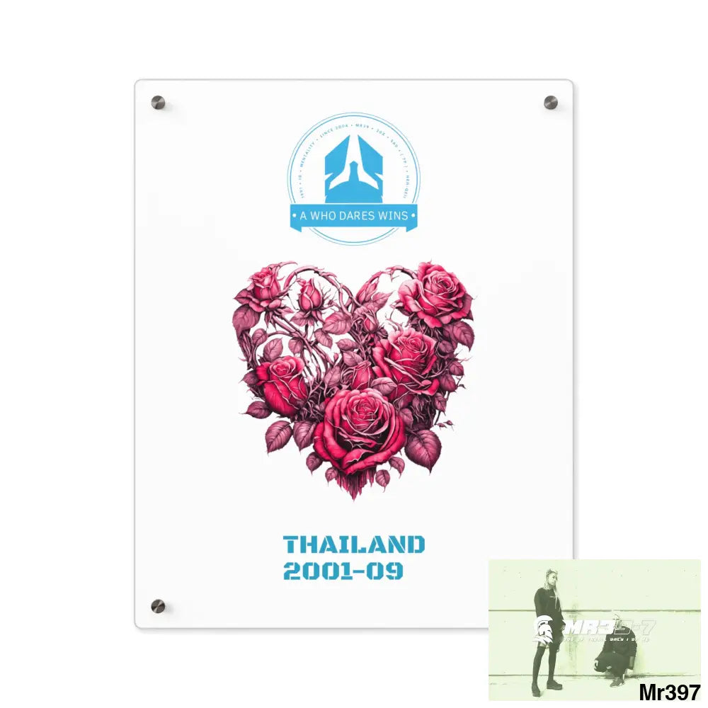 Heart Made of Pink Roses Beautiful Floral Acrylic Wall Art Panels 16″ x 20″ (Vertical) / 0.25’’ Home Decor