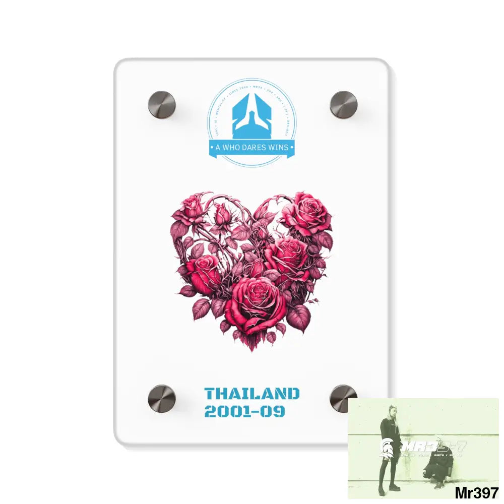 Heart Made of Pink Roses Beautiful Floral Acrylic Wall Art Panels 5’’ x 7’’ (Vertical) / 0.25’’ Home Decor