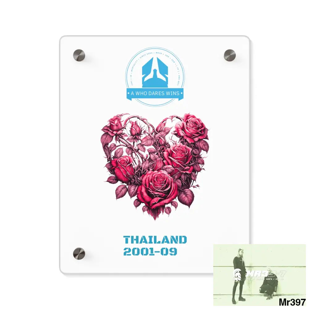 Heart Made of Pink Roses Beautiful Floral Acrylic Wall Art Panels 8″ x 10″ (Vertical) / 0.25’’ Home Decor