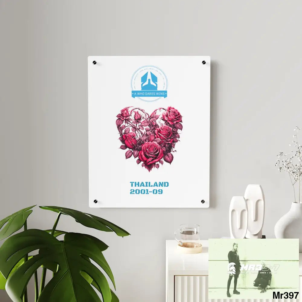 Heart Made of Pink Roses Beautiful Floral Acrylic Wall Art Panels Home Decor