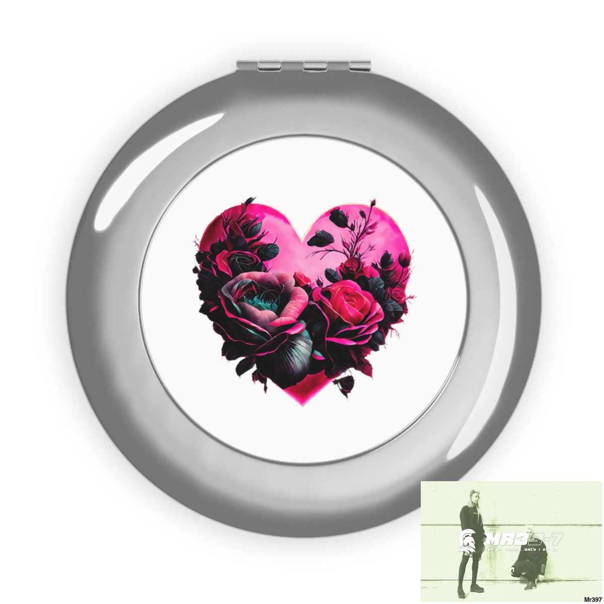 Heart made of Roses and Black accents Compact Travel Mirror Silver / Glossy / One size Accessories