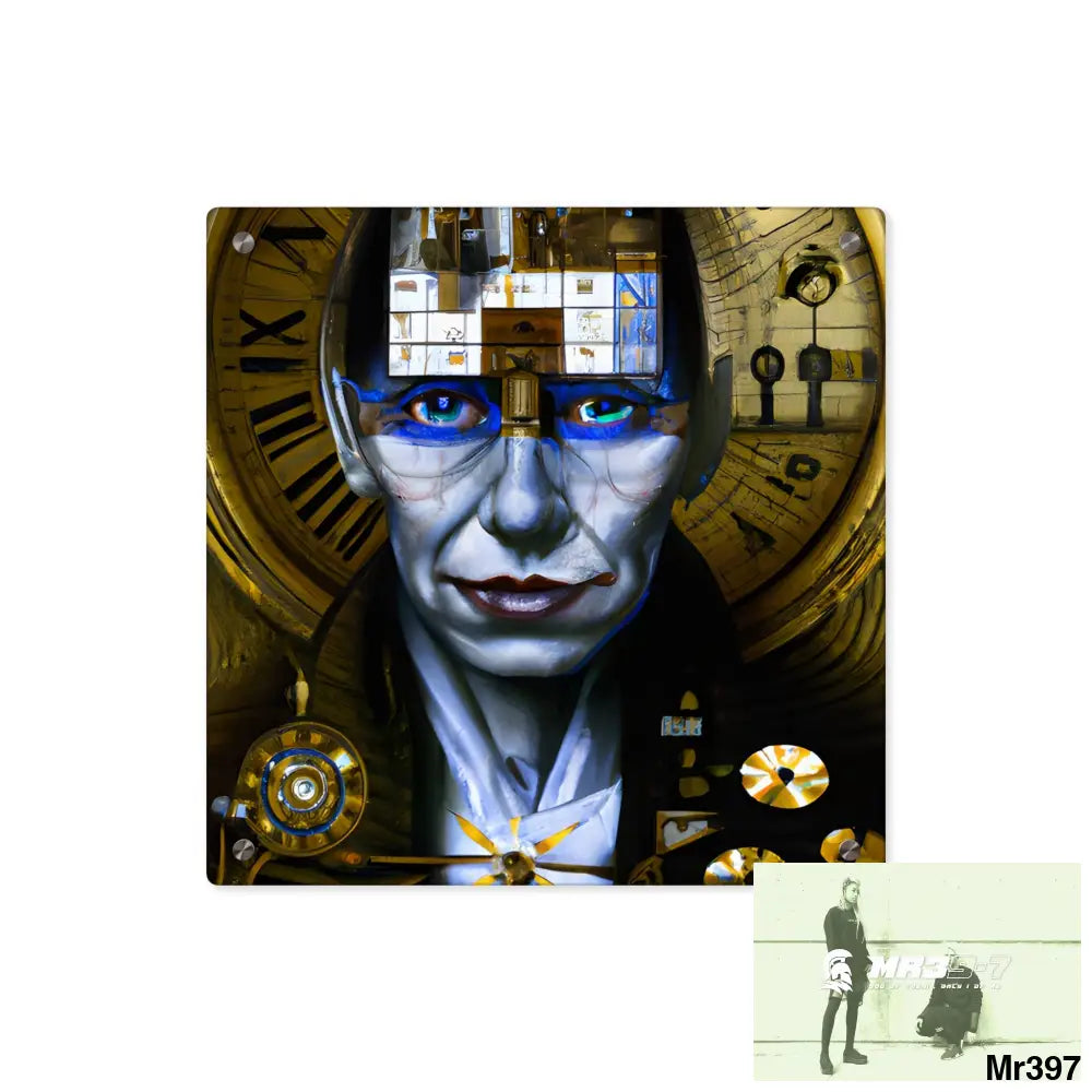 Hyper Realistic Male Tut Anch Amun Chess Karol Bak Abstract Acrylic Art Panels 16″ x 16″ (Square) / 0.25’’ Home Decor