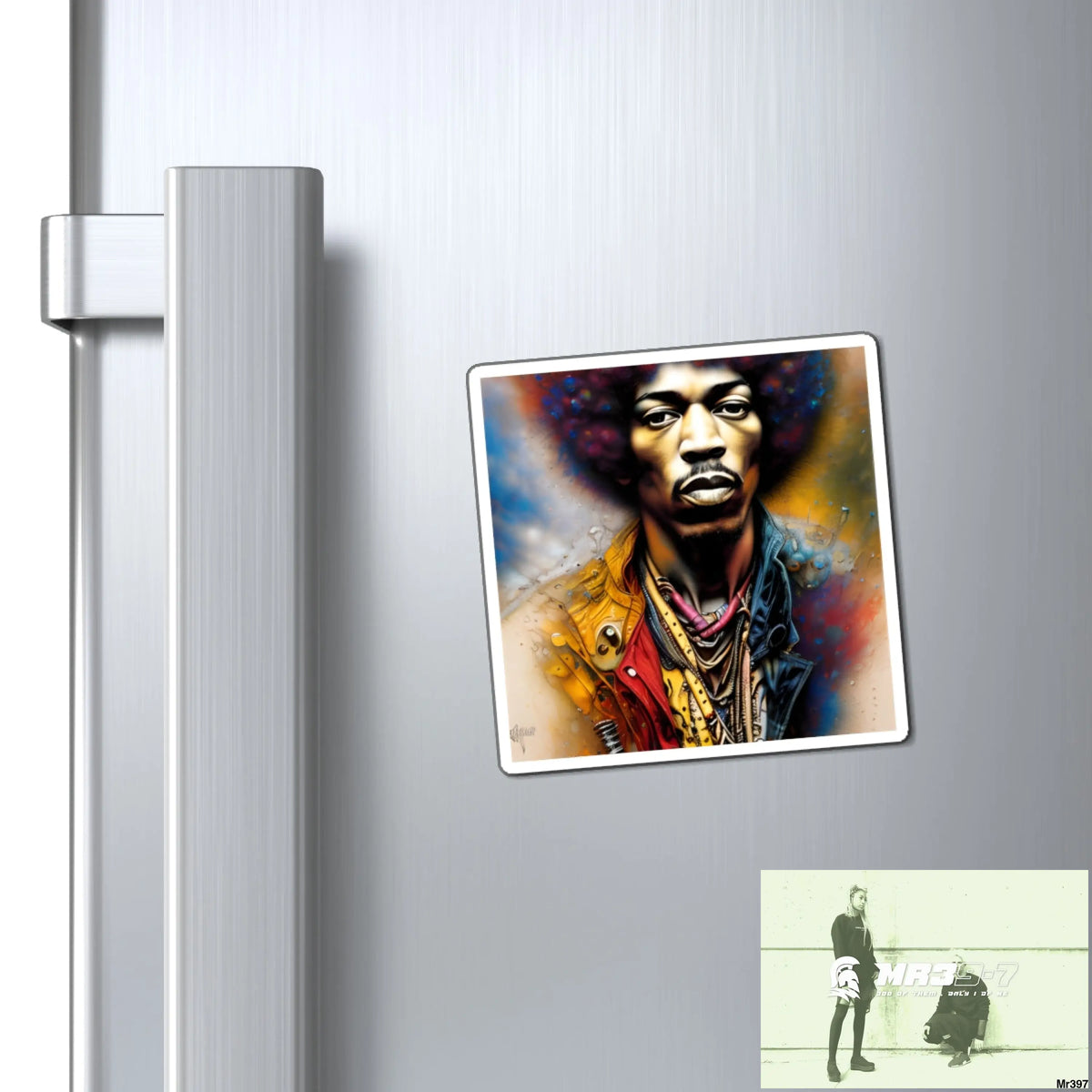 Jimmy Hendrix Fridge Magnet 3’’ × 3’’ Paper products