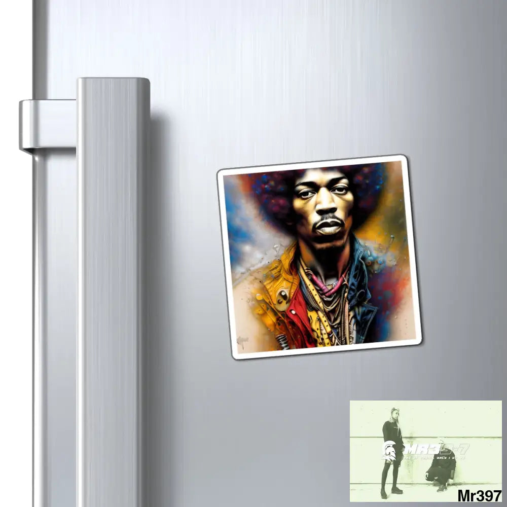 Jimmy Hendrix Fridge Magnet 3’’ × 3’’ Paper products