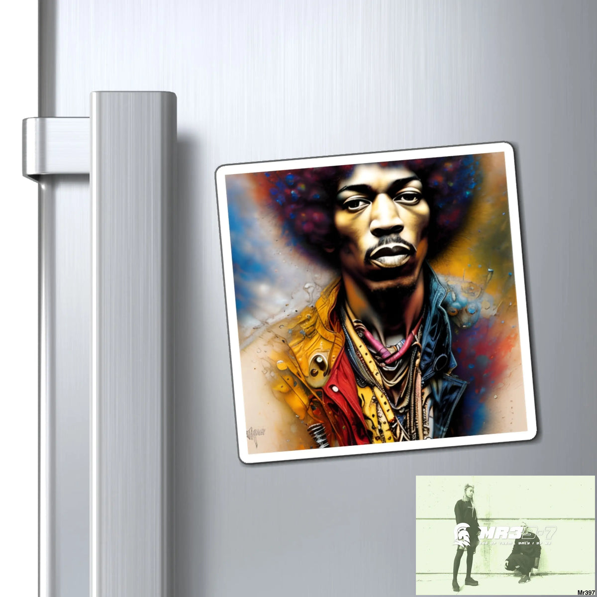 Jimmy Hendrix Fridge Magnet 4’’ × 4’’ Paper products