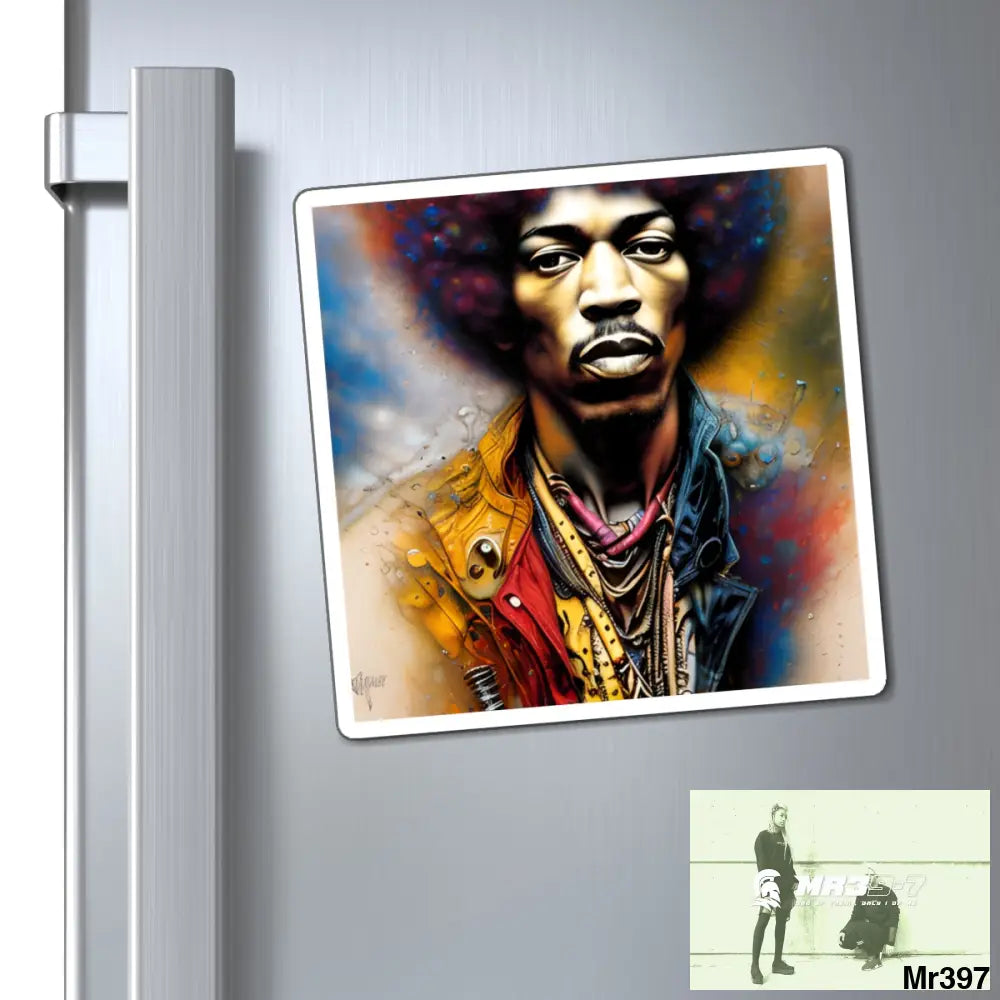 Jimmy Hendrix Fridge Magnet 6’’ × 6’’ Paper products