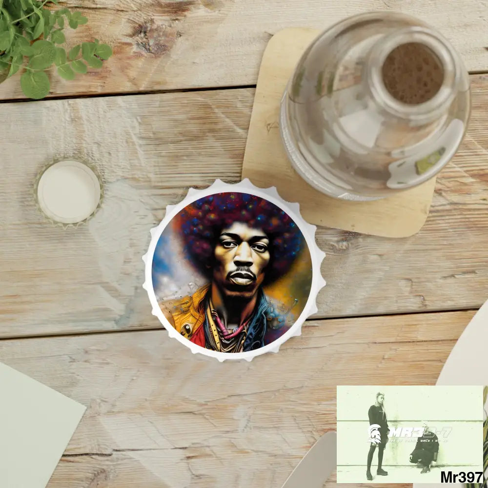 Jimmy Hendrix Magnetic Bottle Opener One size / White Accessories