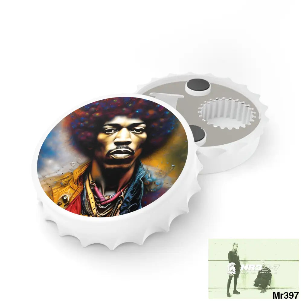 Jimmy Hendrix Magnetic Bottle Opener One size / White Accessories