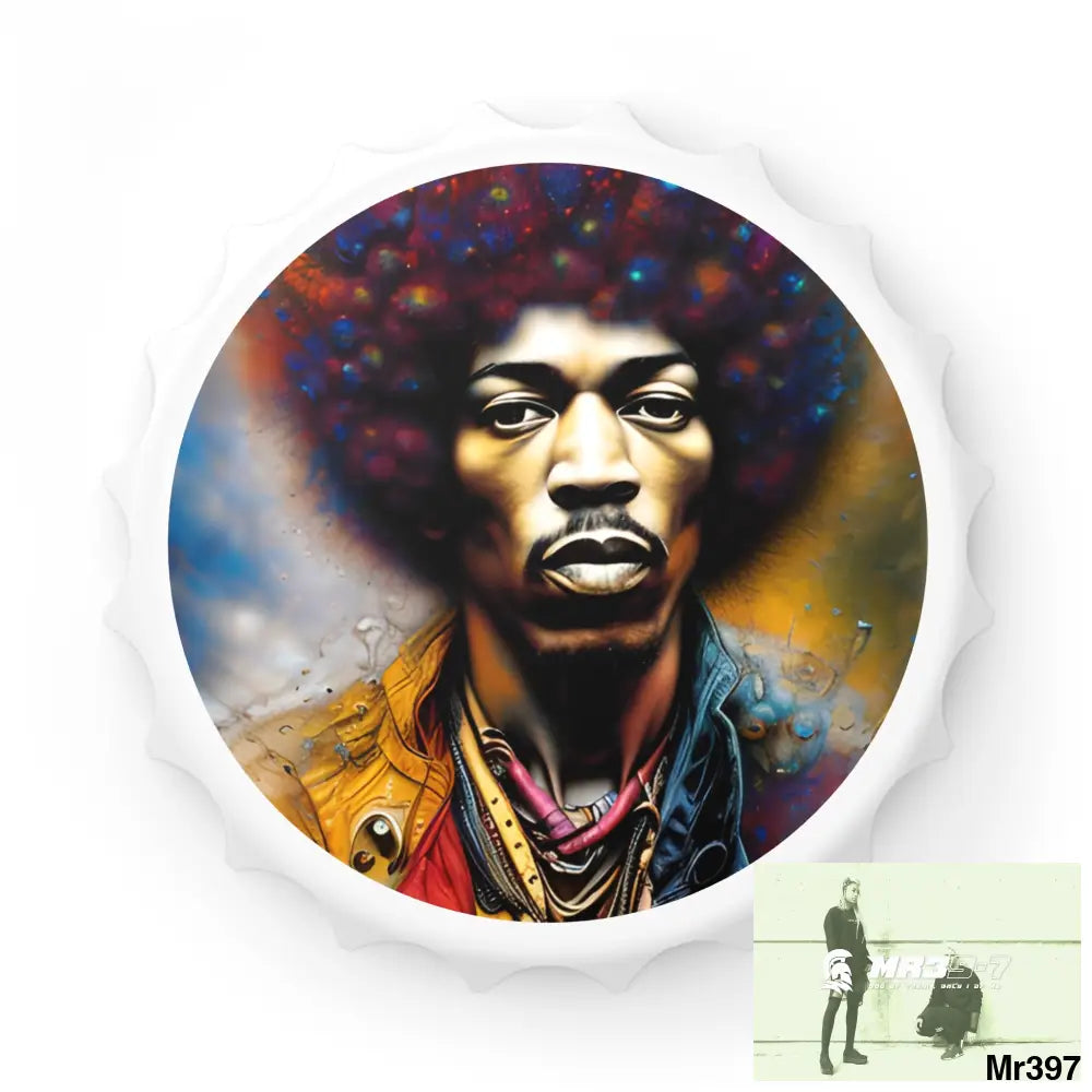 Jimmy Hendrix Magnetic Bottle Opener One size / White Accessories
