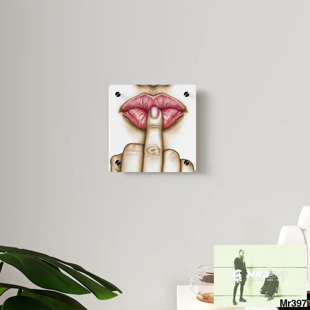 Kissing Mouth with Middle Finger Acrylic Wall Art Panels Home Decor