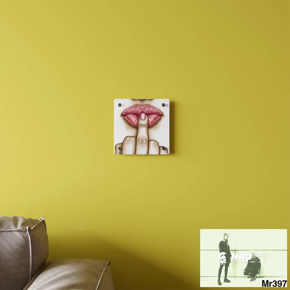 Kissing Mouth with Middle Finger Acrylic Wall Art Panels Home Decor