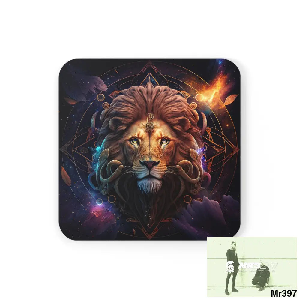 Leo Zodiac Coaster Set Cork / 3.75’’ × 3.75’’ / Square Home Decor