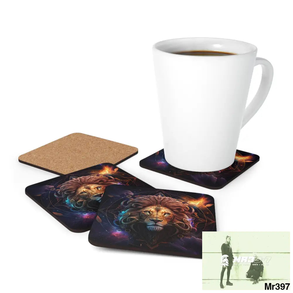 Leo Zodiac Coaster Set Cork / 3.75’’ × 3.75’’ / Square Home Decor