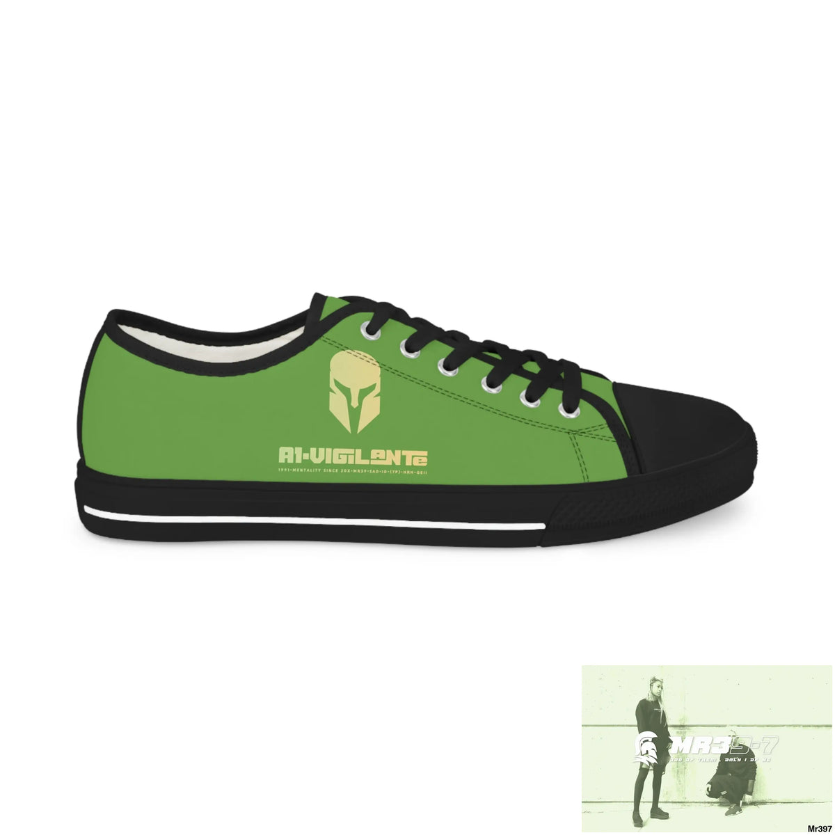 Light Green A1-Vigilante Men’s Low Top Sneakers US 5 / Black sole Shoes