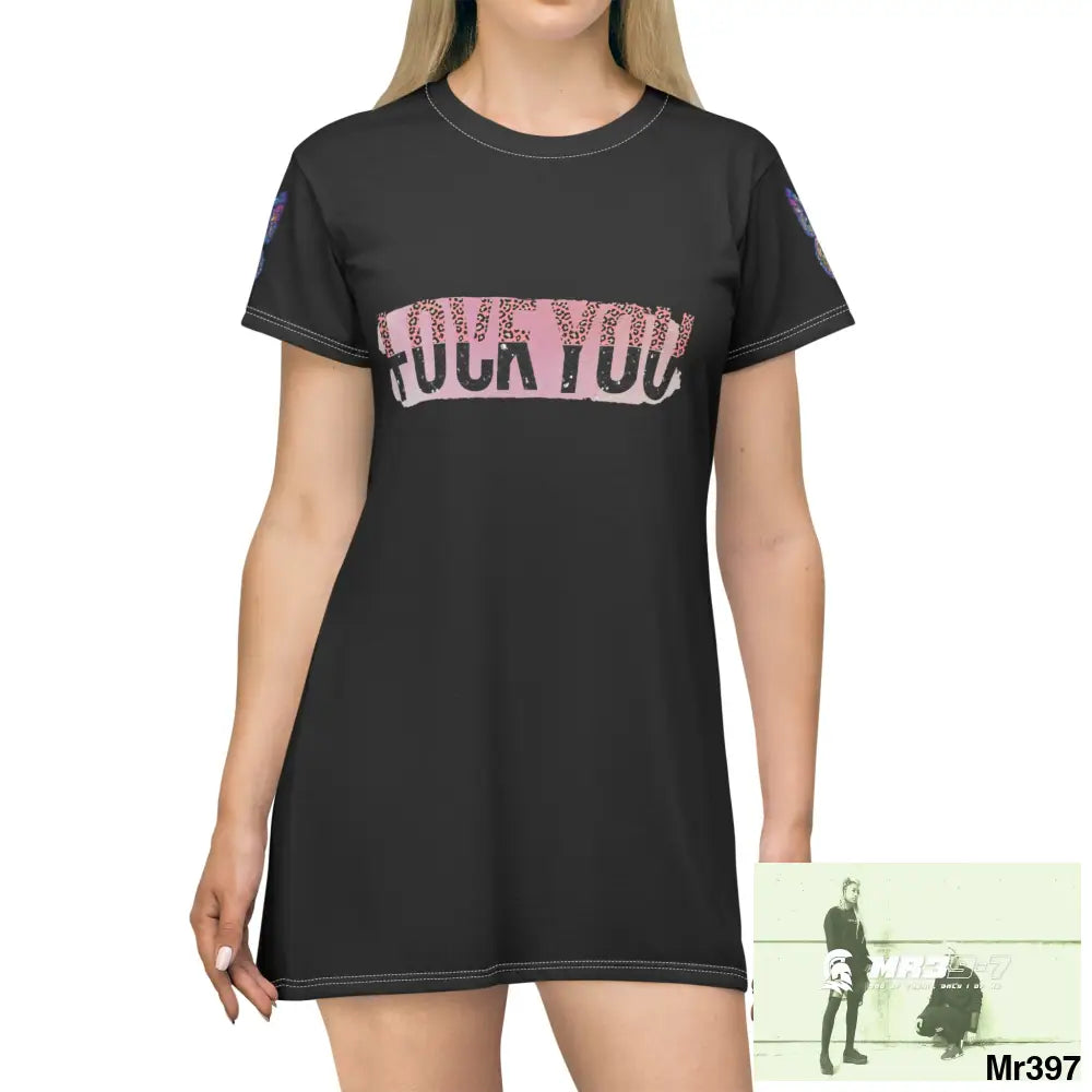 Lover you fk you - Butterflies T-Shirt Dress (AOP) All Over Prints