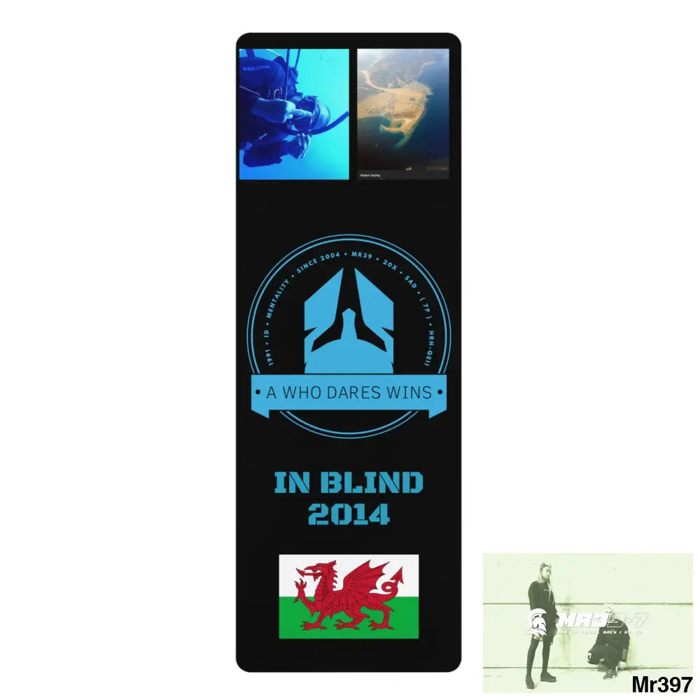 Ltd Edition Dahab Who Dares Wins Rubber Yoga Mat 24” x 68” Home Decor