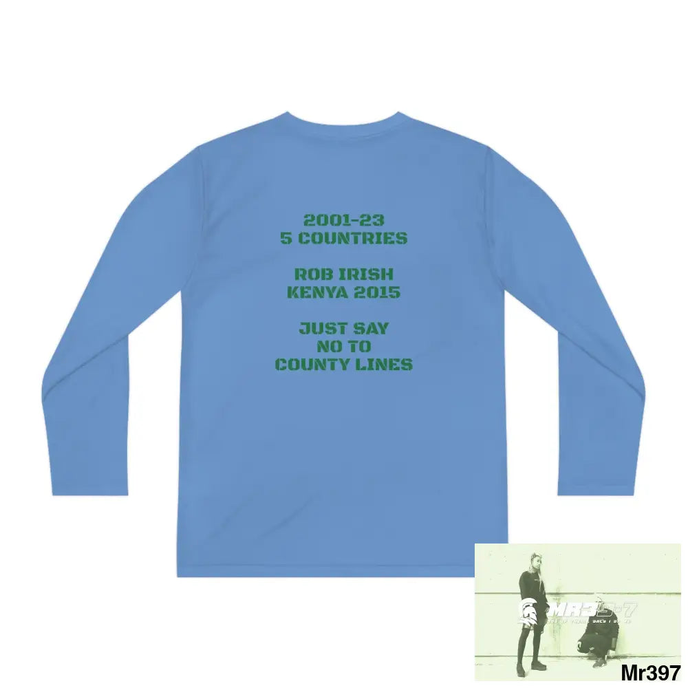 Luck of the Irish Rob Irish Kenya 2015 5 Countries Just Say No To County Lines Youth Long Sleeve Competitor Tee Kids