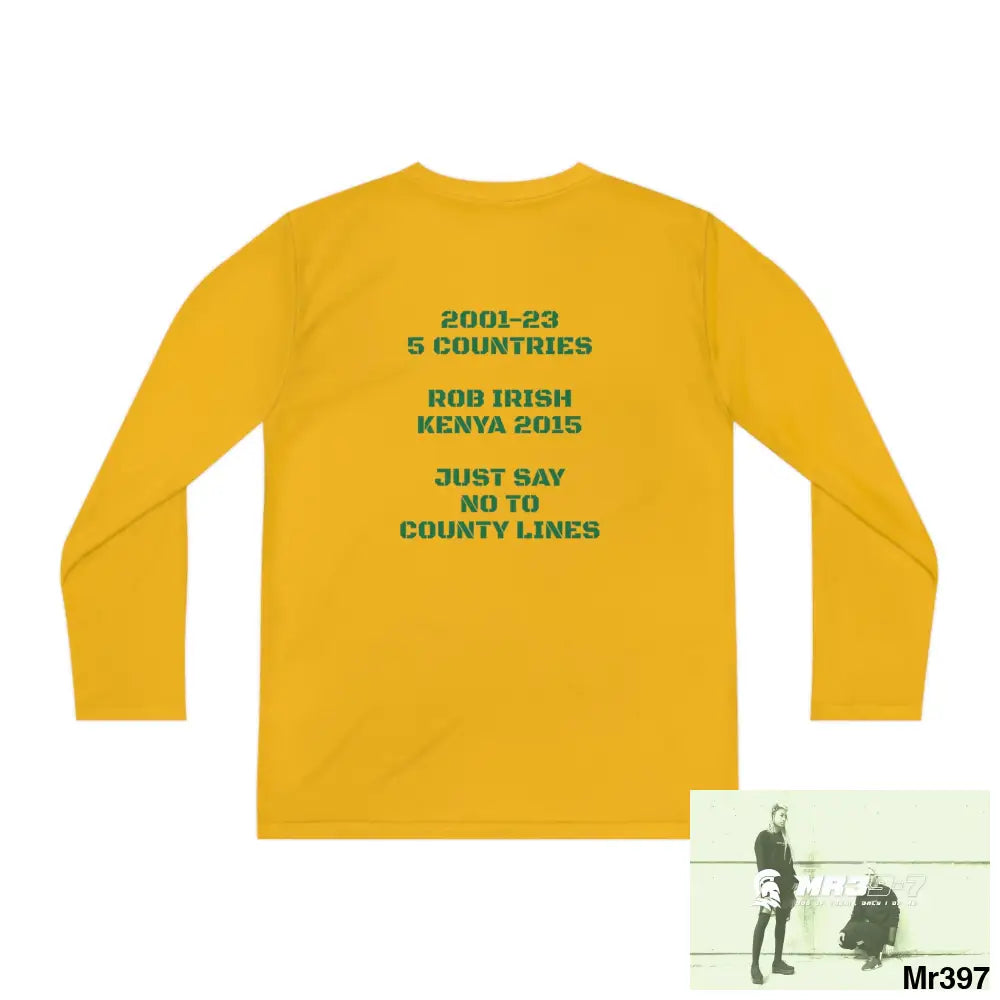 Luck of the Irish Rob Irish Kenya 2015 5 Countries Just Say No To County Lines Youth Long Sleeve Competitor Tee Kids