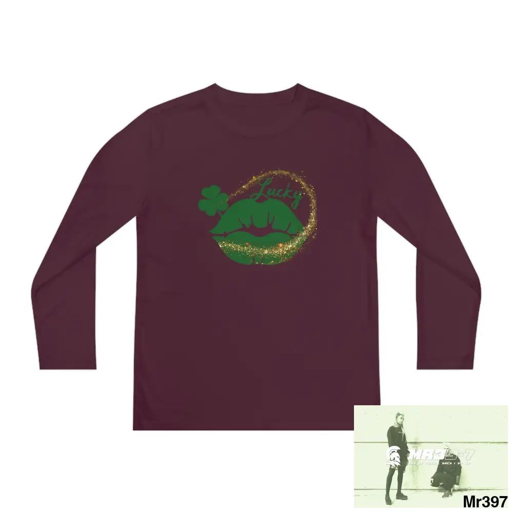 Luck of the Irish Youth Long Sleeve Competitor Tee Maroon / S Kids clothes
